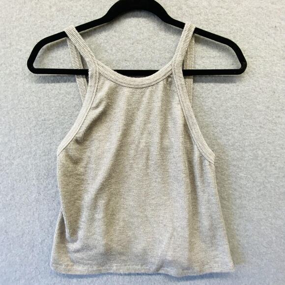 Intimately Free People Tank Top Womens Small Gray Ribbed Knit High Neck Cami - Picture 1 of 5